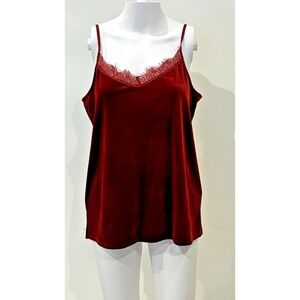 Burgundy Velvet Eyelash Lace Whimsigoth Cami Size M Dark Romance Fairy‎ Grunge
